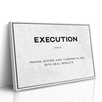 Execution Definition Canvas Art | Bold Motivational Typography Print for Home Office, Gym or Entrepreneur Décor