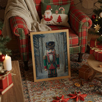 Nutcracker Stands Watch In Winter Woods