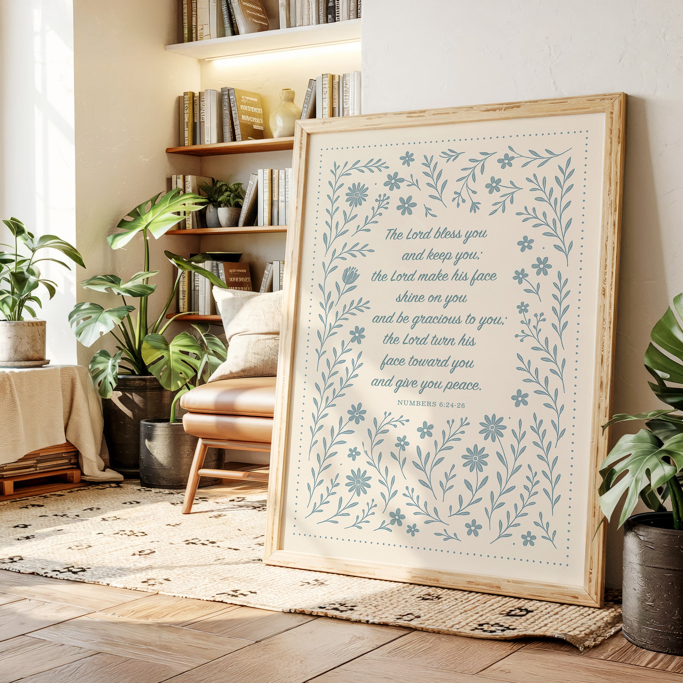The Lord Bless You Floral Scripture Print