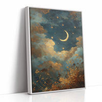 Golden Crescent Through Evening Clouds