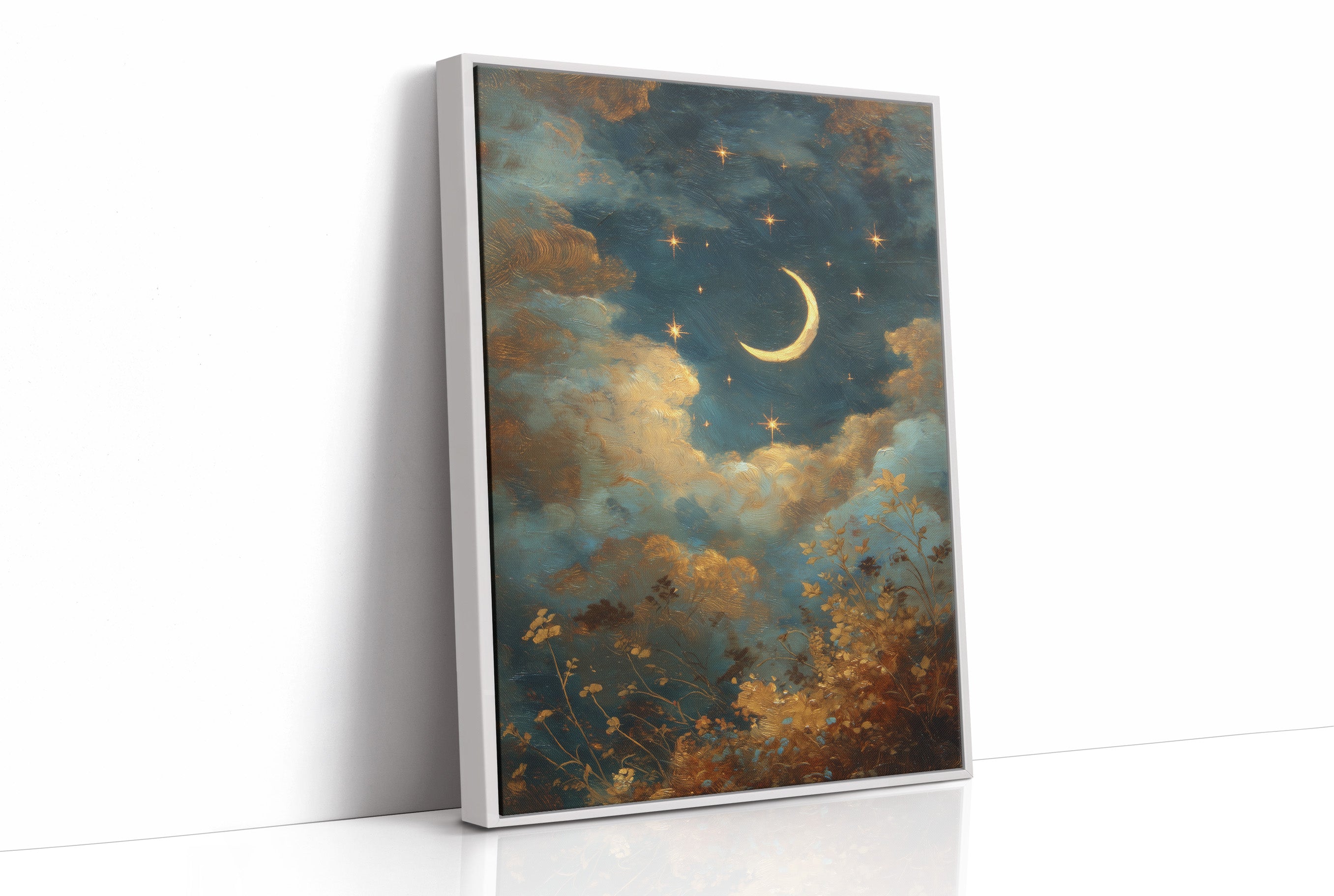 Golden Crescent Through Evening Clouds