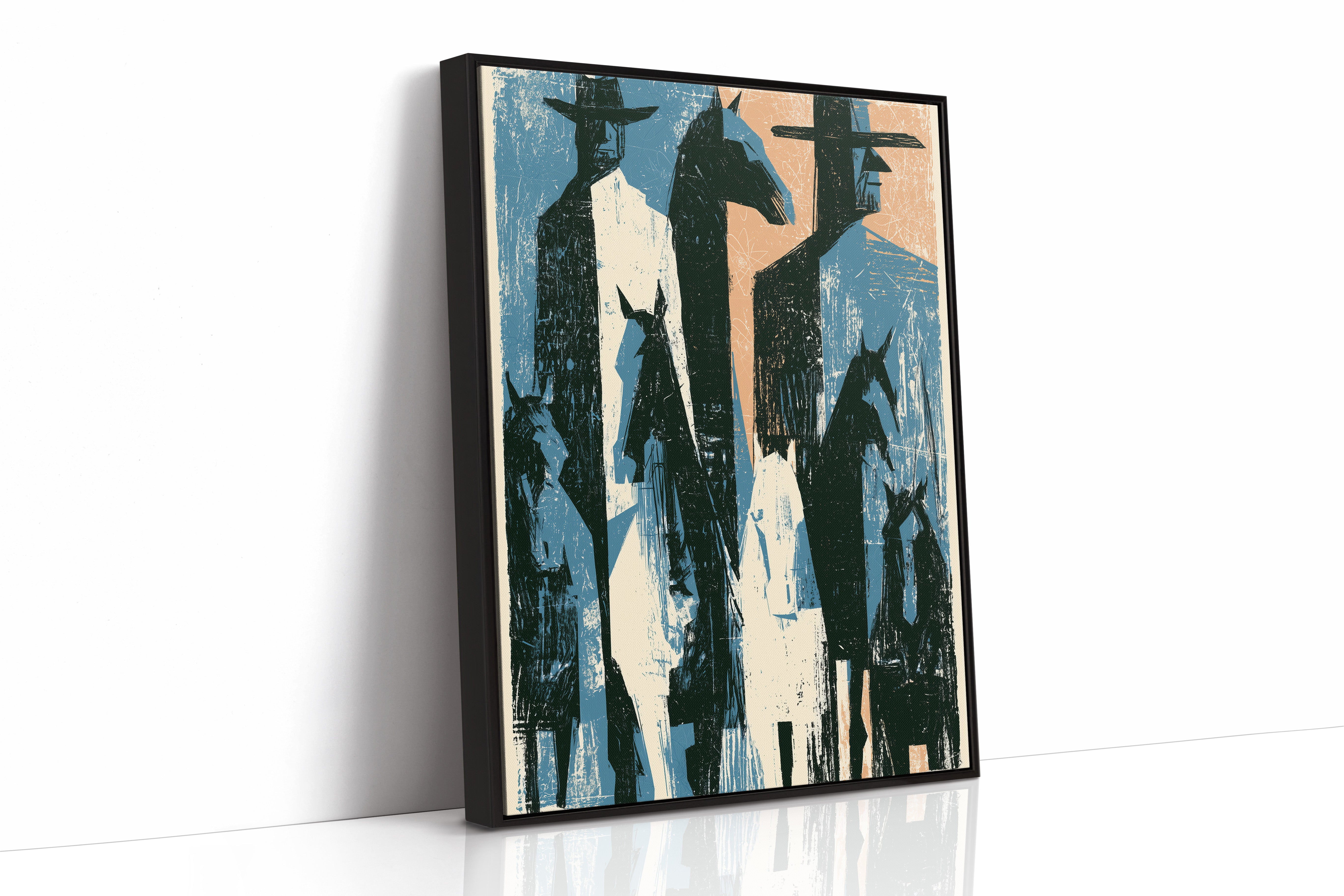 Two Riders Block Print