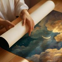 Crescent Rests Among Golden Clouds
