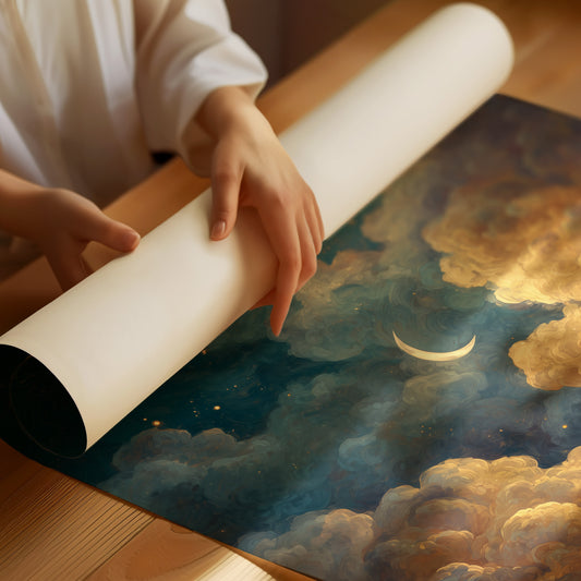 Crescent Rests Among Golden Clouds