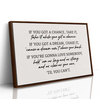 Til You Can't Lyric Canvas Art