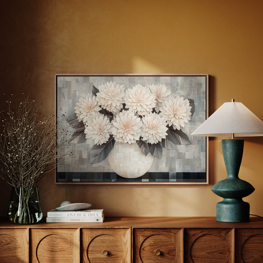 Blush Dahlias In Woven Light