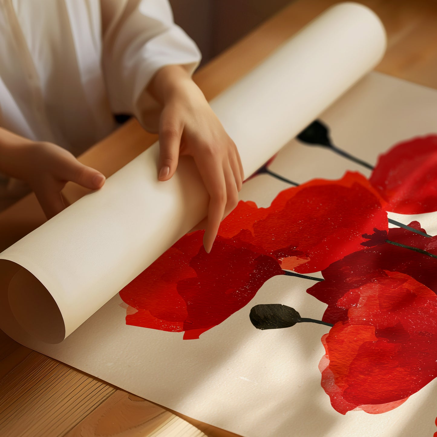 Scarlet Symphony: Poppies in Translucent Bloom
