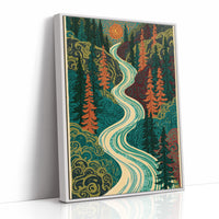 Winding River Retro Forest Print
