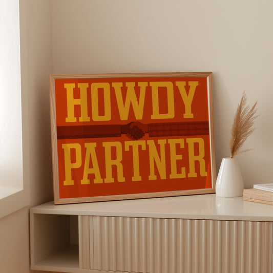 Howdy Partner Western Handshake Greeting
