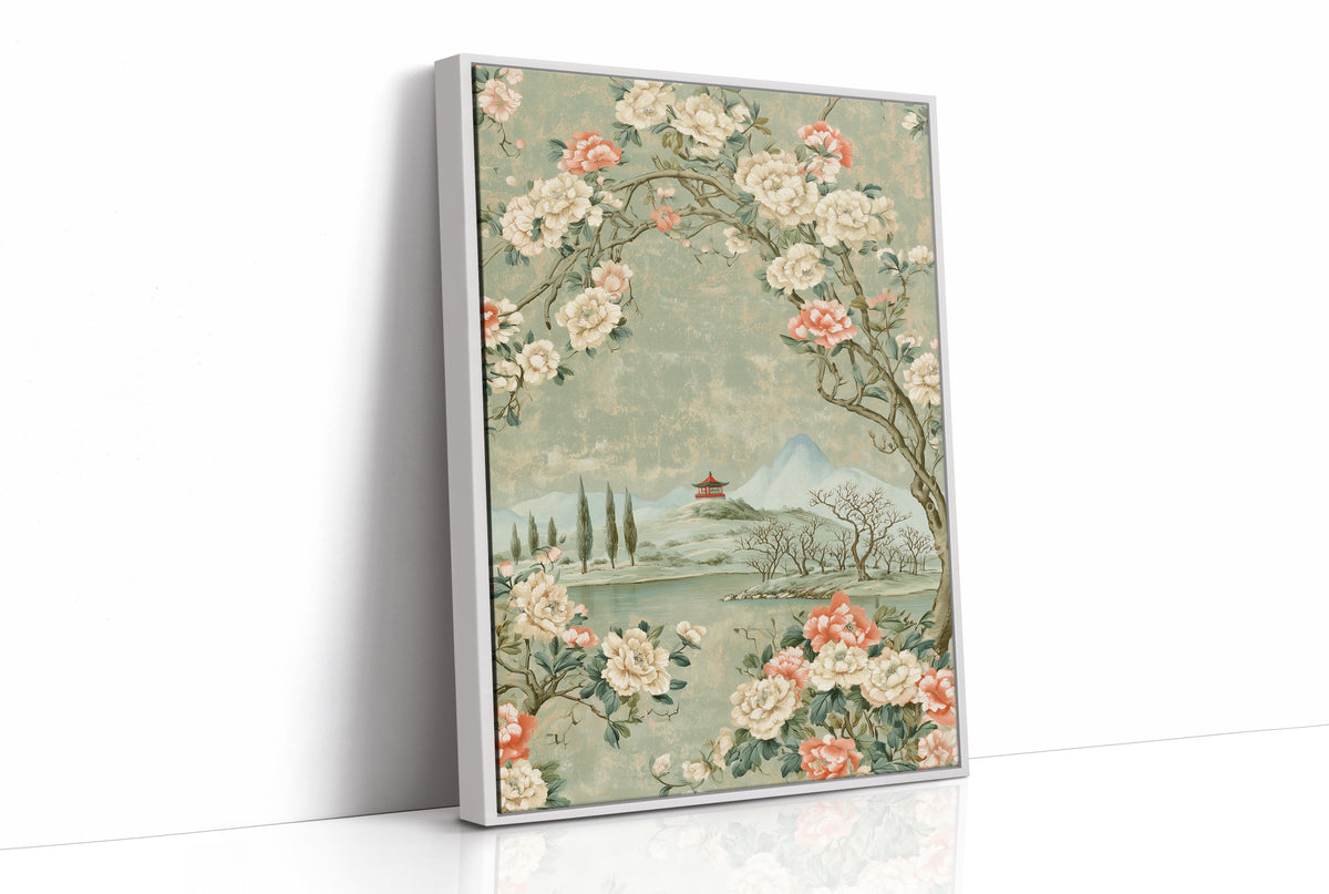 Red Pagoda Hillside Chinoiserie