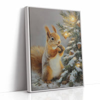 Winter Squirrel Finds Pine Cone Magic