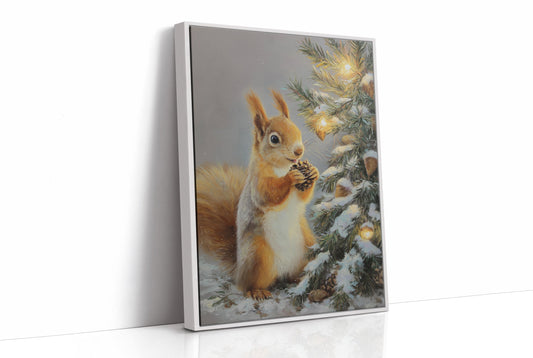 Winter Squirrel Finds Pine Cone Magic