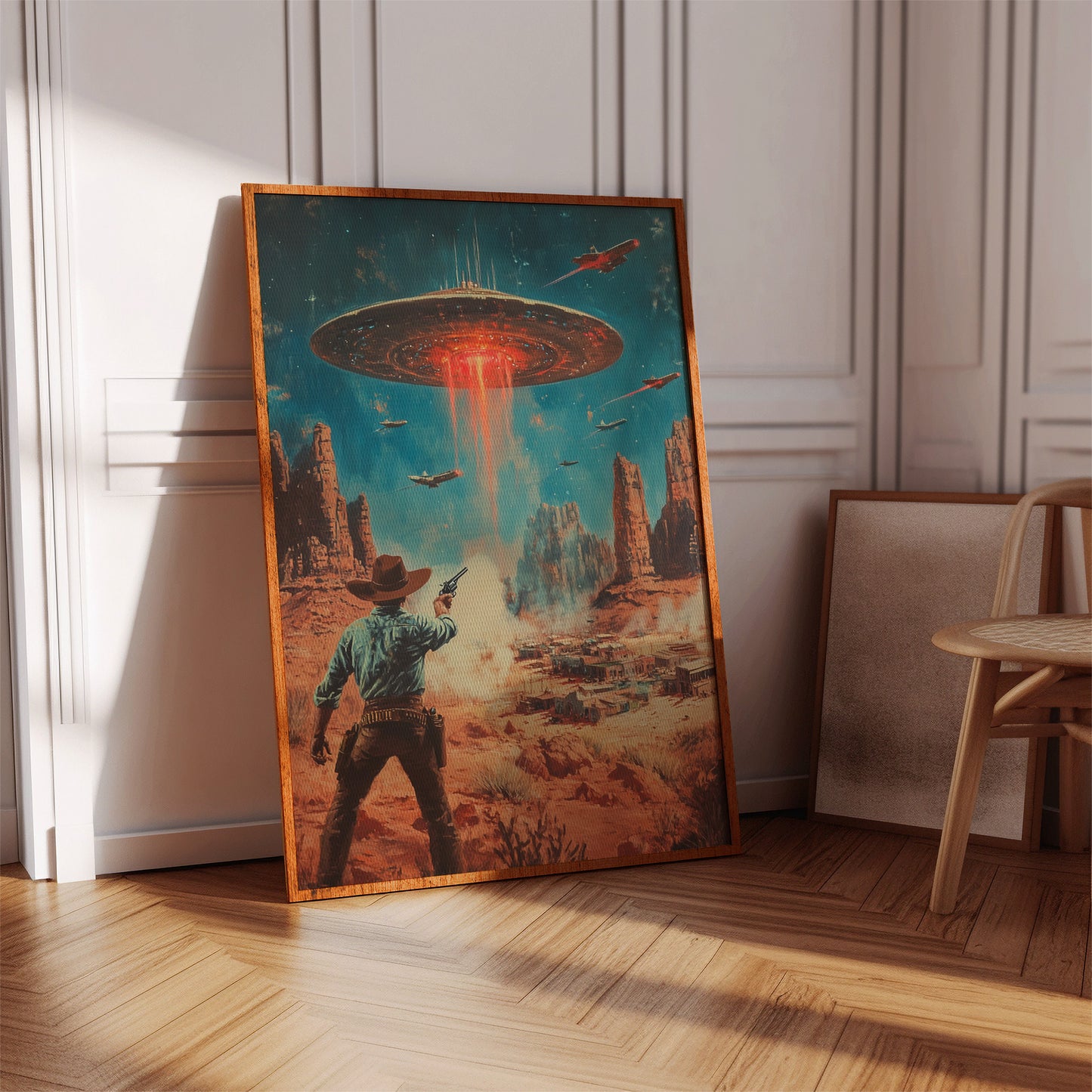 Cowboy vs. UFO – Sci-Fi Western Wall Art