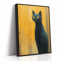 Midnight Cat Against Golden Dawn