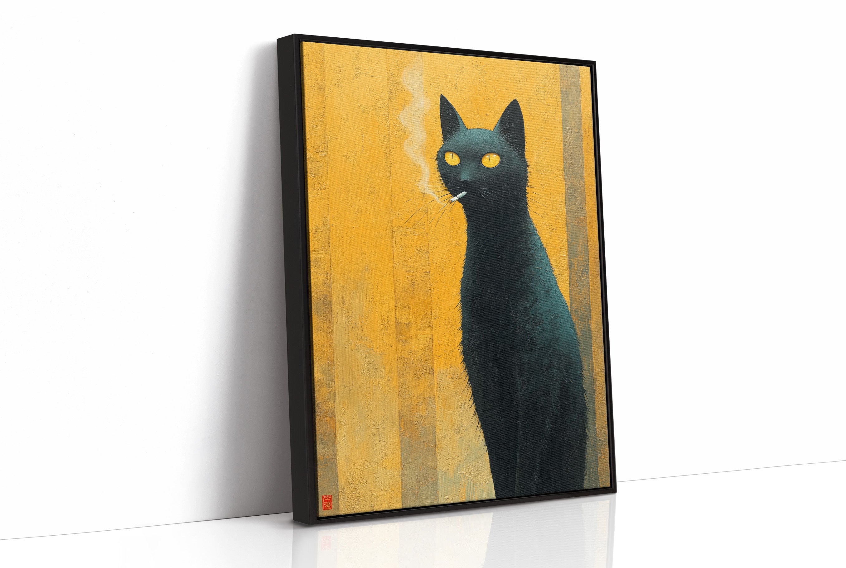 Midnight Cat Against Golden Dawn