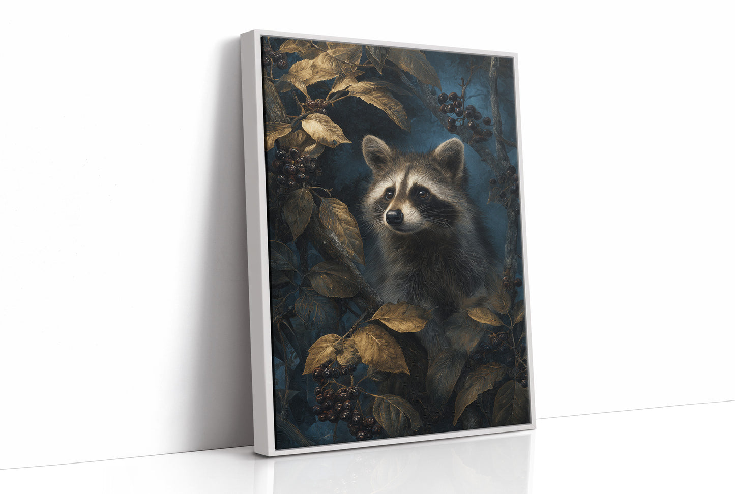 Midnight Visitor Behind Golden Leaves