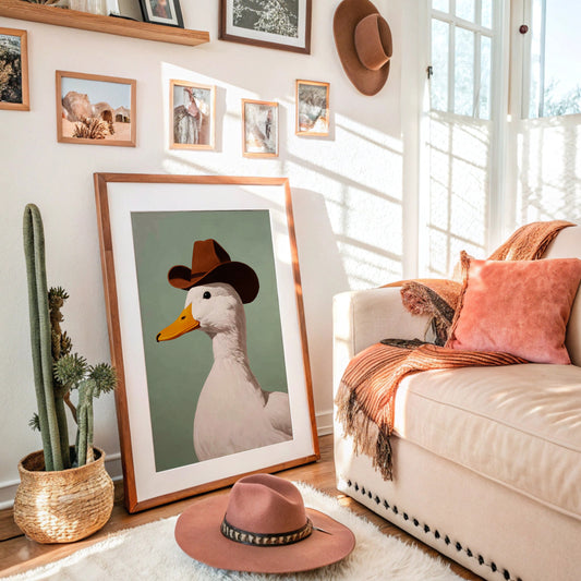 Ranch Duck Tips His Western Hat