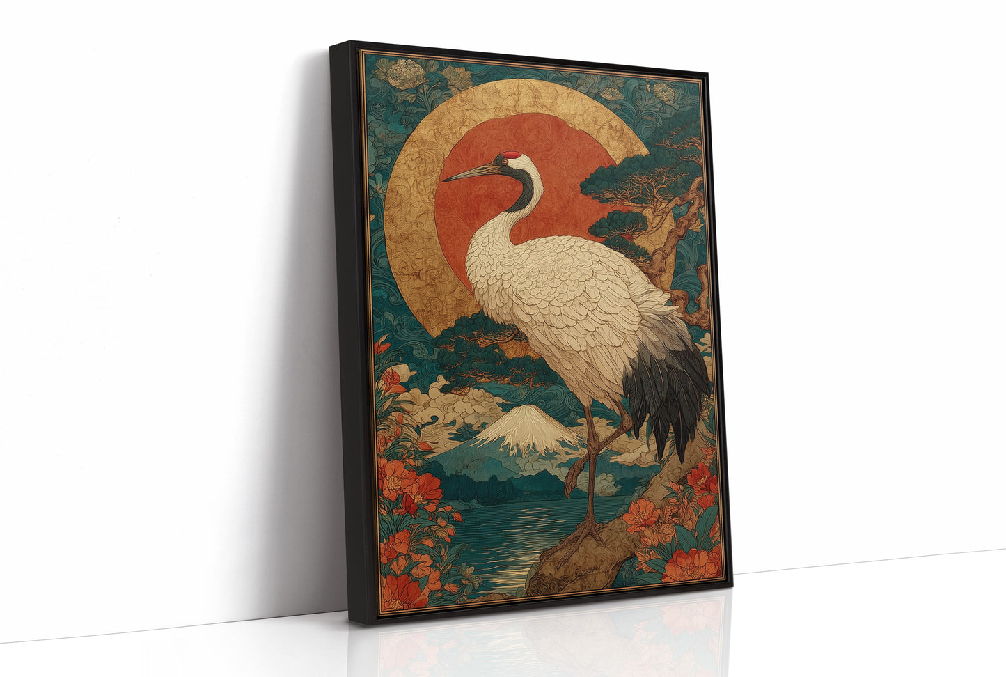 Noble Crane Greets Rising Sun