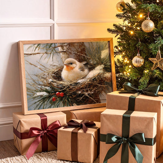 Winter Sparrow Finds Holly Haven