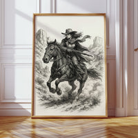Grit & Dust – Cowgirl Outlaw Western Sketch Print