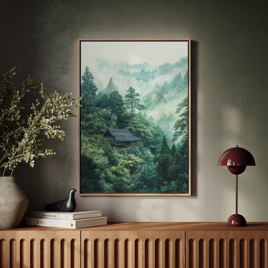 Mountain Temple Rests In Emerald Mist