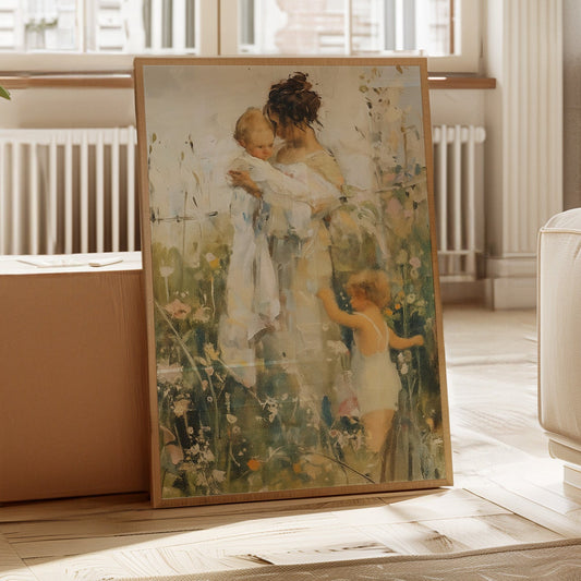 Mother and Children in the Summer Meadow