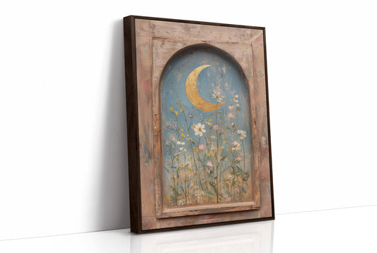 Crescent Over Quiet Blooms