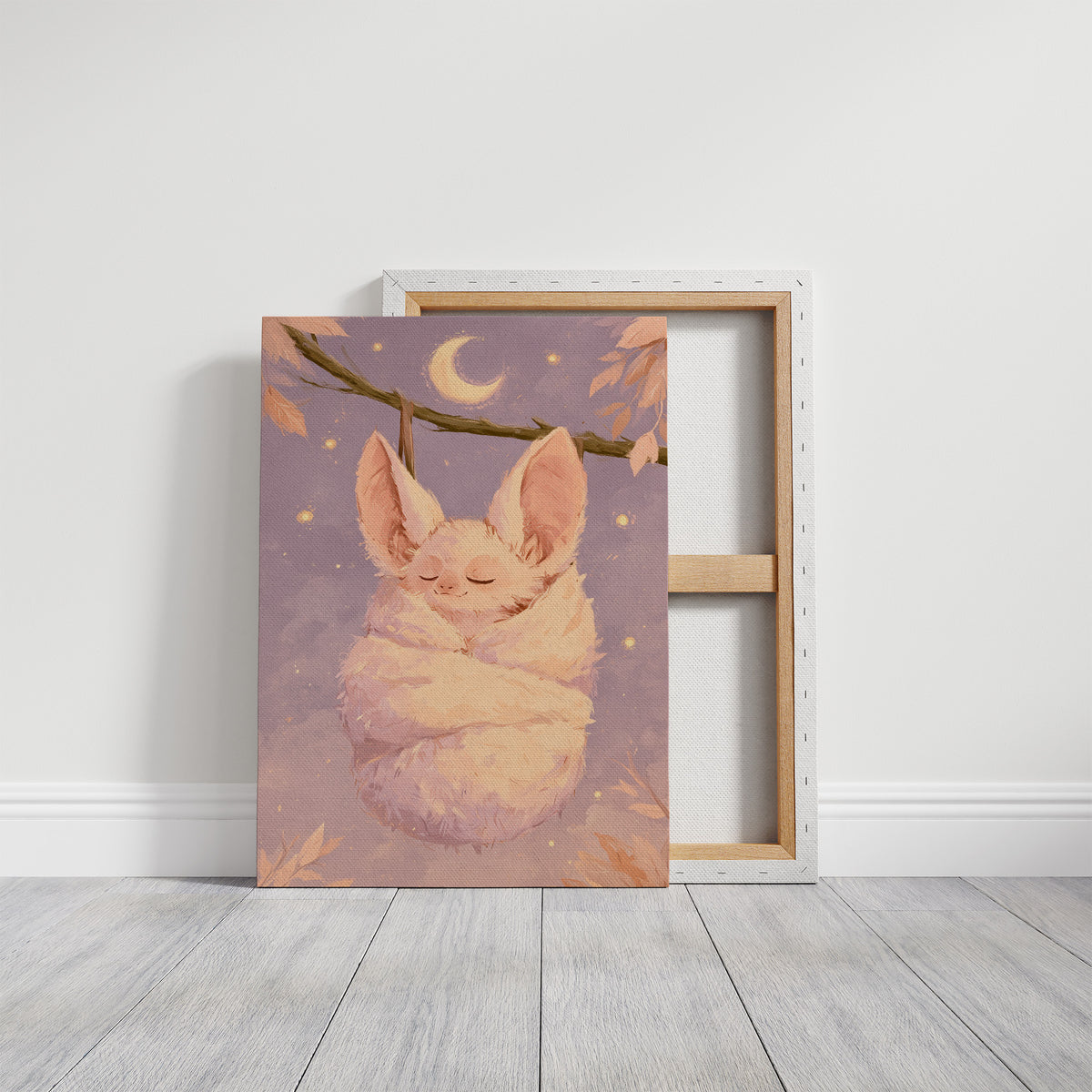 Sleepy Pink Bat Moonlight