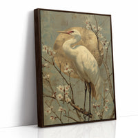 Heron Stands Where Blossoms Linger