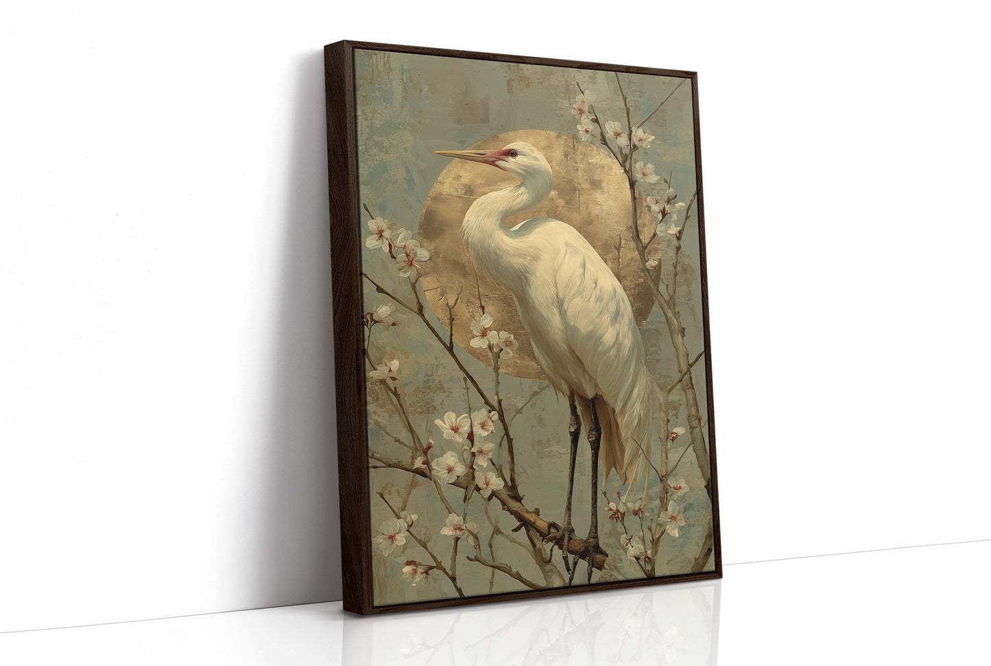 Heron Stands Where Blossoms Linger