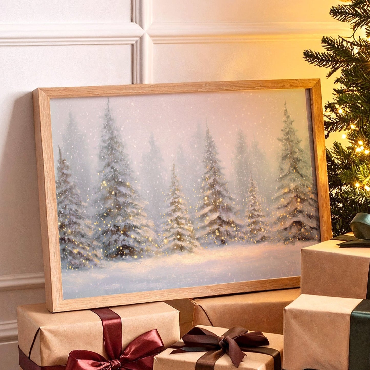 Evergreens Dance Through Winter's Glow