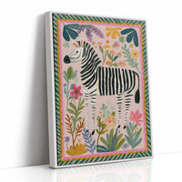 Whimsical Zebra in Floral Paradise