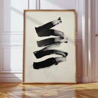 Black Strokes Dance Through Rain