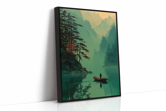 Lone Boatman Seeks Emerald Waters