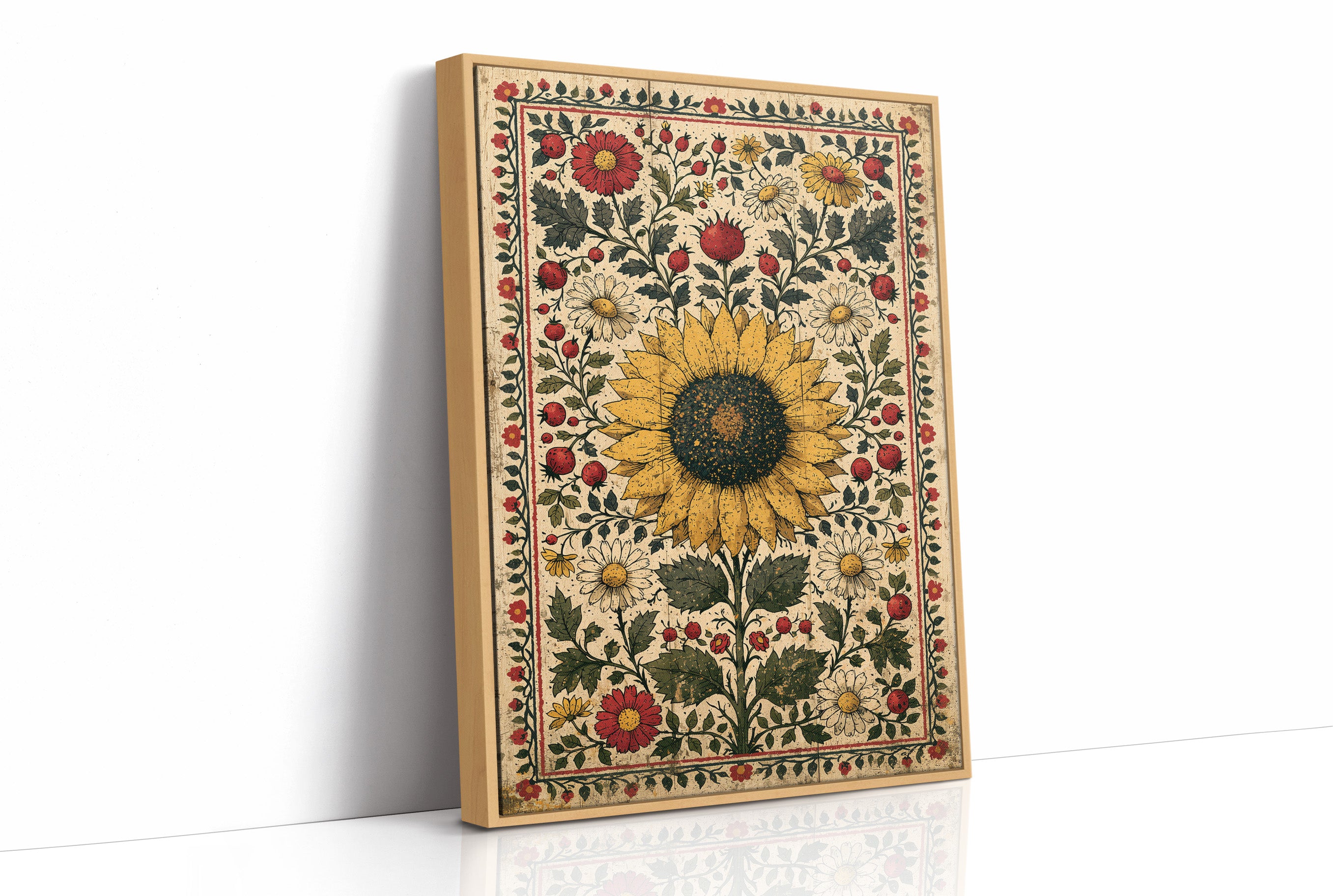 Sunflower Folk Tapestry