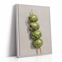 Verdant Olives on Wooden Skewer