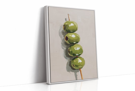 Verdant Olives on Wooden Skewer