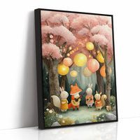 Forest Friends Play Under Cherry Blossoms