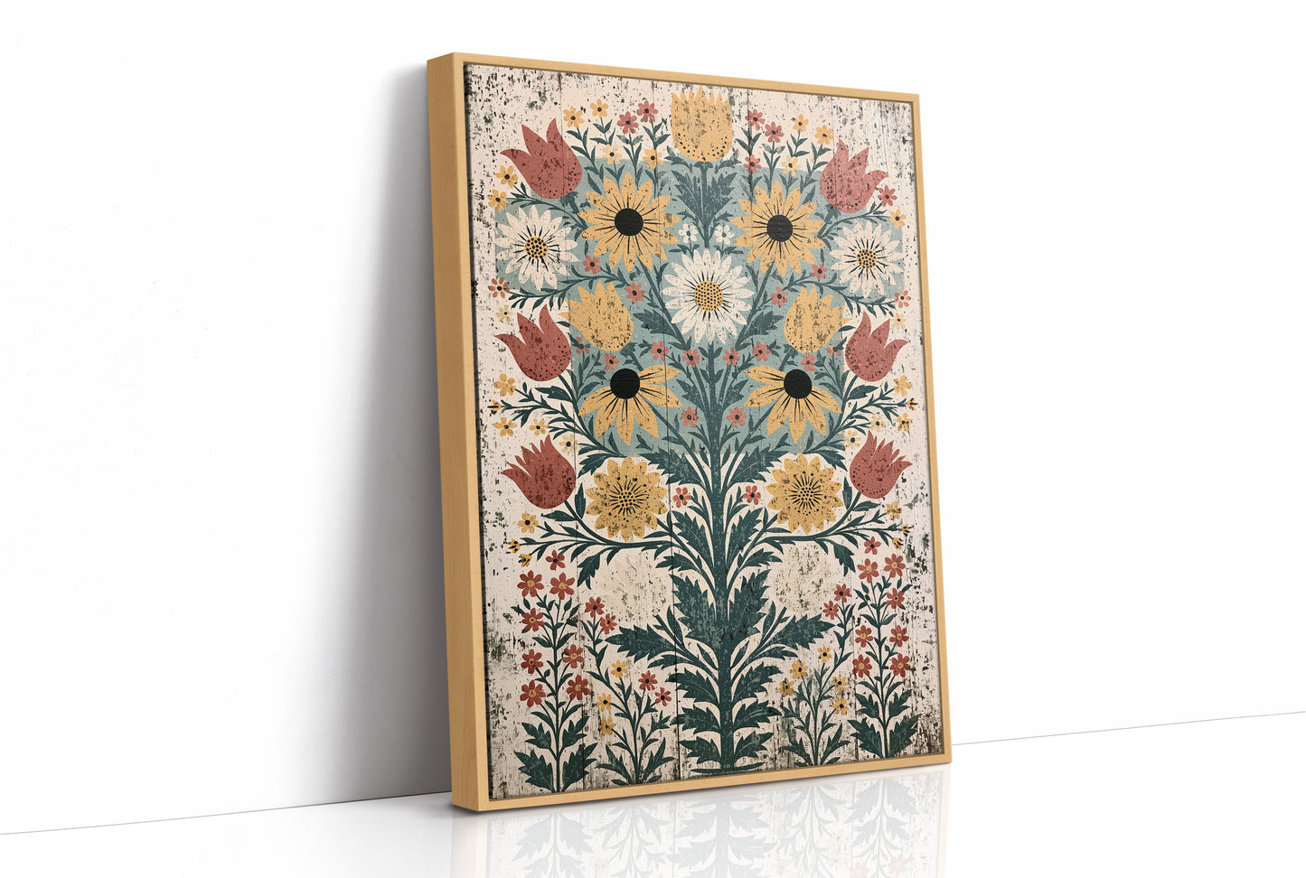 Black-Eyed Susans on Weathered Wood