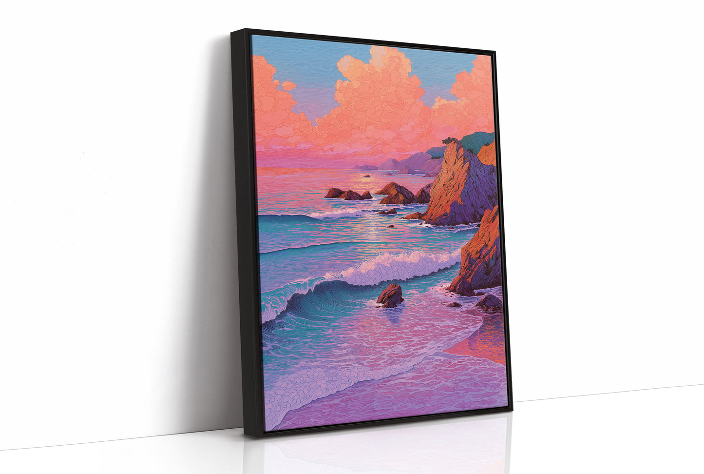 Coral Cliffs Meet Twilight Waves