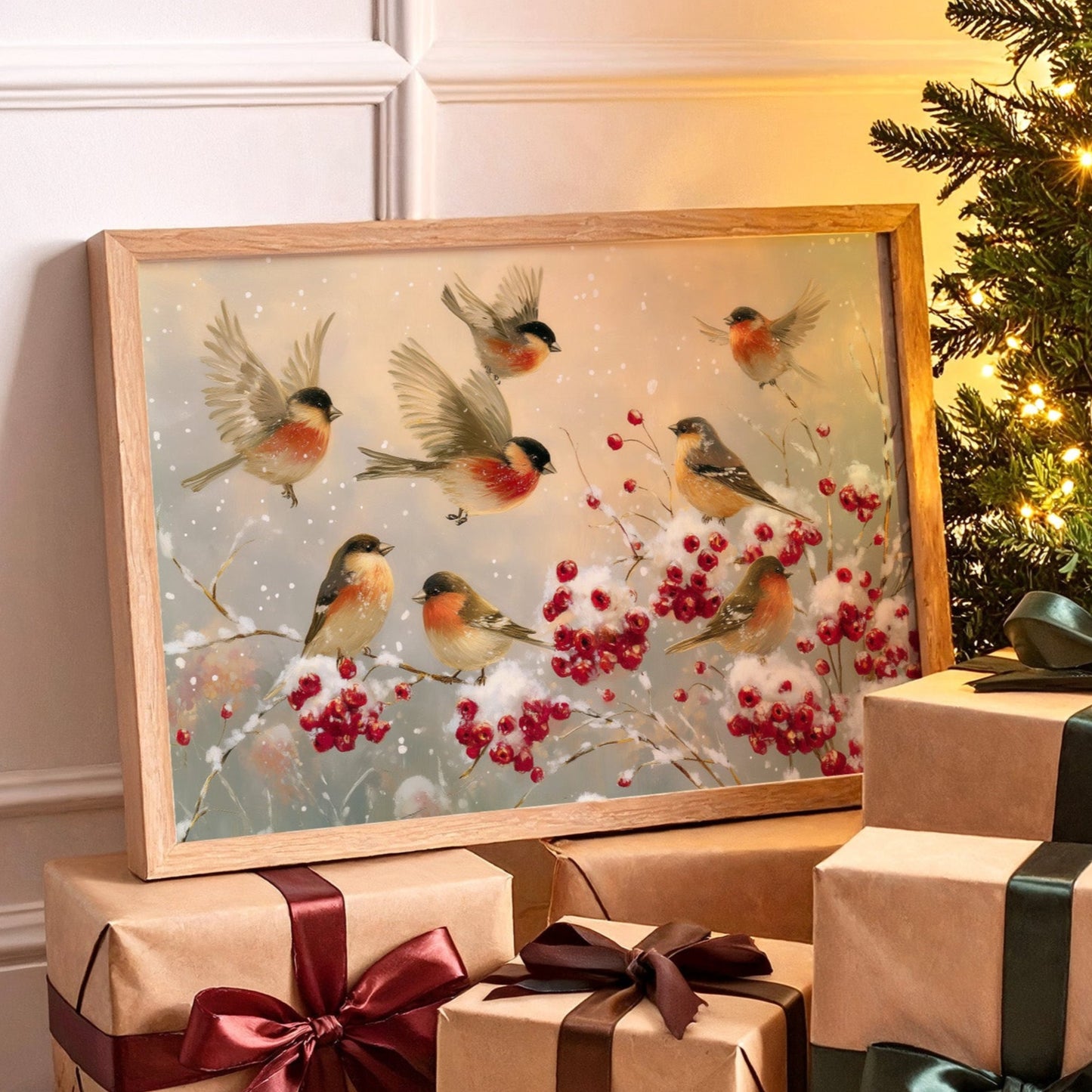 Winter Finches Find Crimson Berries