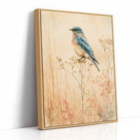 Bluebird in the Dried Wildflowers