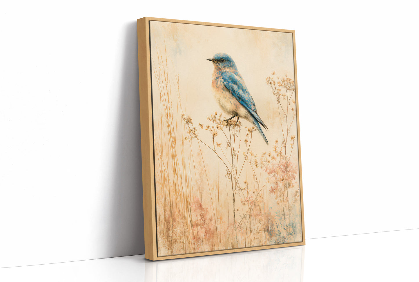 Bluebird in the Dried Wildflowers