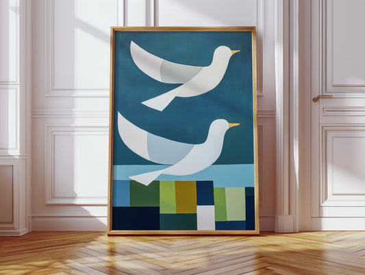 Peace Doves Above Geometric Fields
