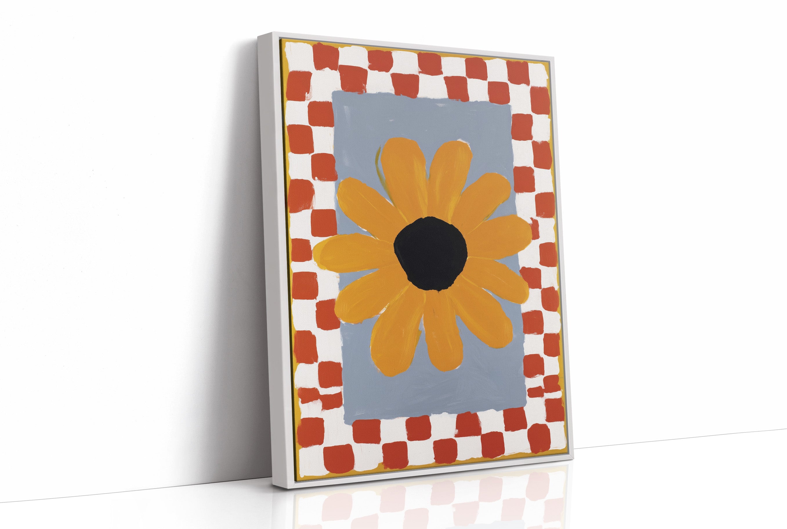 Checkered Borders Frame Golden Bloom
