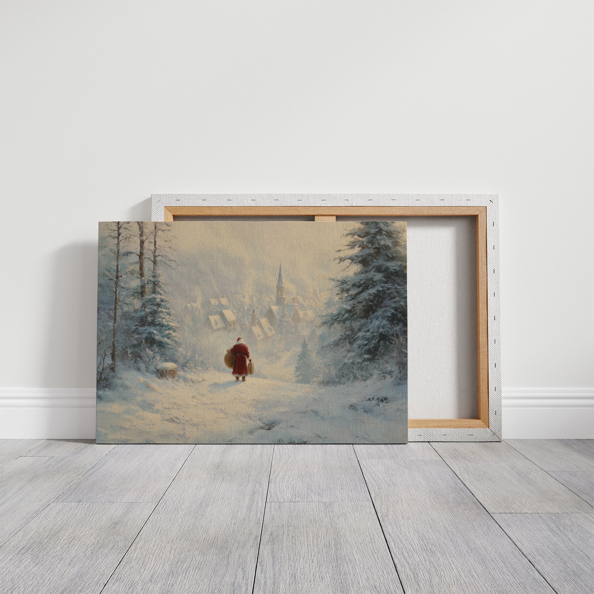 Snow Path Leads To Village Light