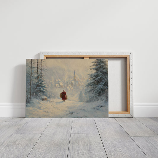 Snow Path Leads To Village Light