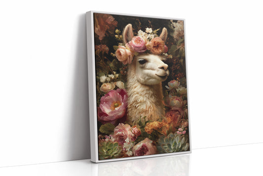Crowned Llama In Floral Court