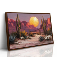 Saguaros Dance Under Golden Moonrise