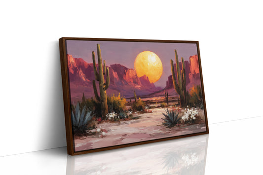 Saguaros Dance Under Golden Moonrise